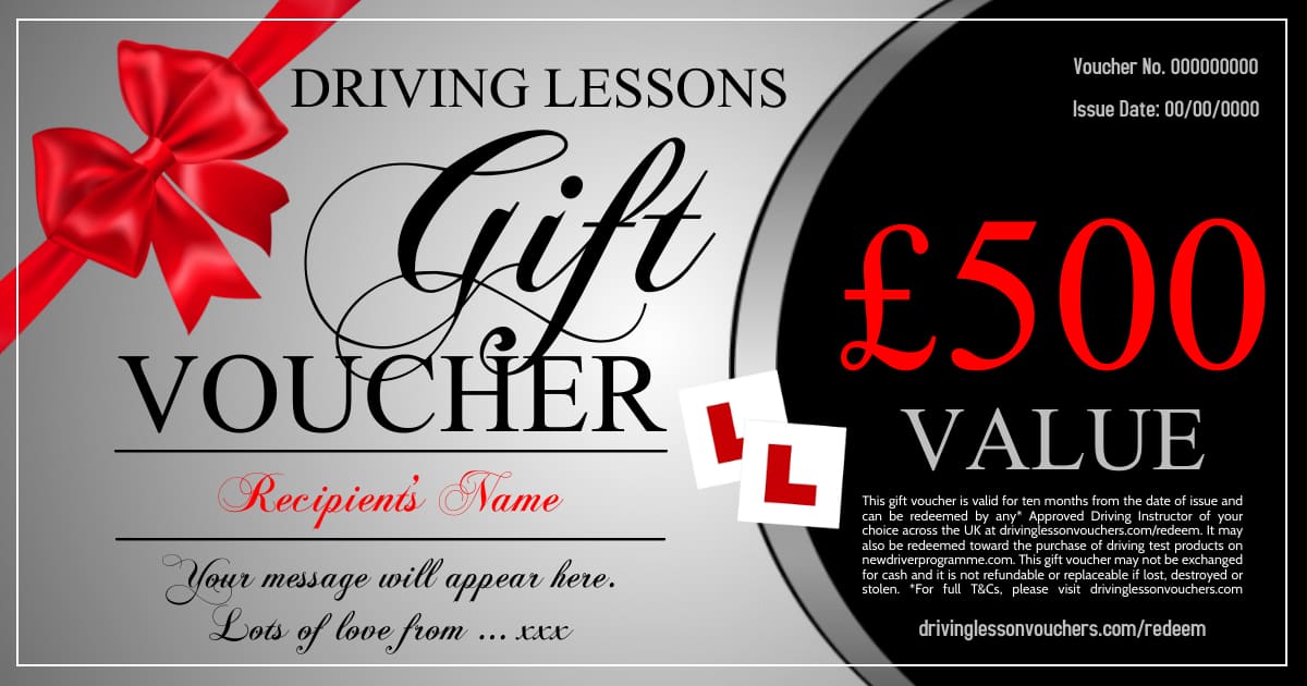 Driving Lesson VouchersTop Up CardsCan be redeemed to any UK Instructor 